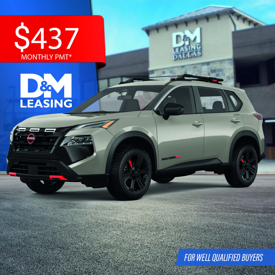 Rugged, trail-ready 2026 Nissan Rogue Rock Creek AWD SUV showing off its off-road 18-inch alloy wheels and tubular roof rack.
